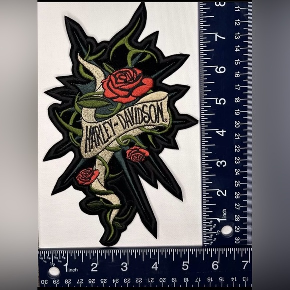 Authentic Vintage Harley-Davidson Roses , HD Banner Thorns Emblem / Patch LG - Picture 1 of 2